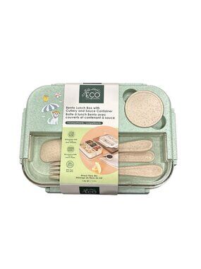 Bento Lunch Box With Cutlery & Sauce Container BPA-Free Microwave & Dishwasher S